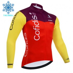 Wielershirt 2025 Cofidis Lange Mouw Winter Thermal Fleece Rood